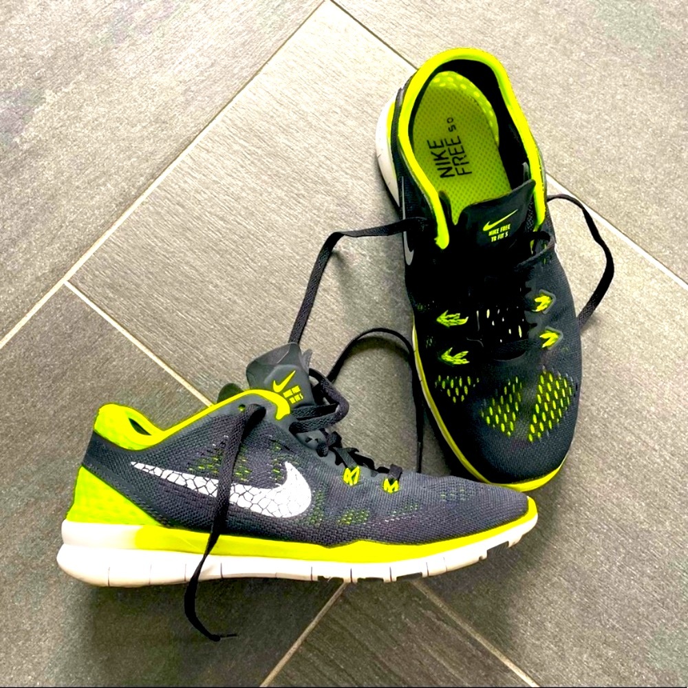 Nike Free 5.0 Running Shoes Neon Yellow/Green and Black